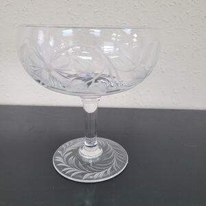 Etched Crystal Champagne Coupe - Clear Floral Design